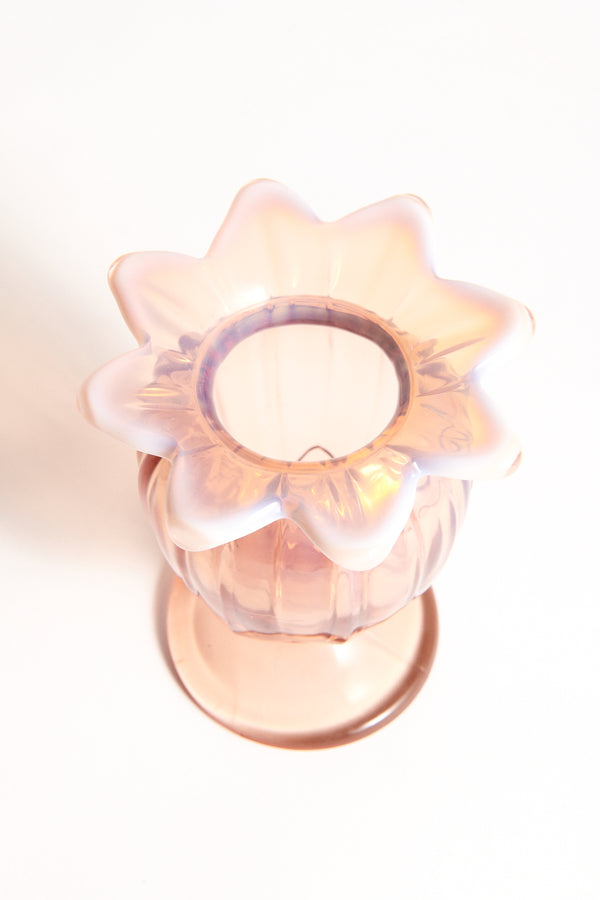 Pink Opalescent Lotus Flower Bud Vase