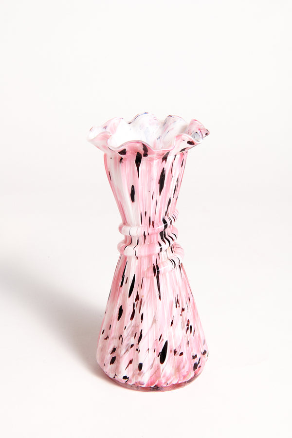 Pink Confetti Ruffle Artist Glass Vase