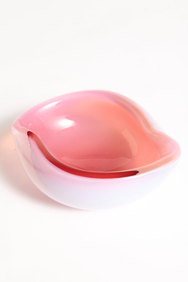 Murano Opalescent White/Pink Glass Catchall