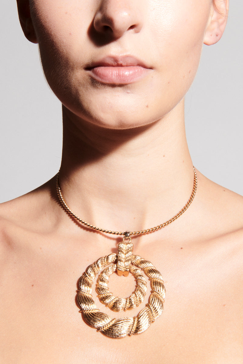 1970s Twin Circle Statement Necklace
