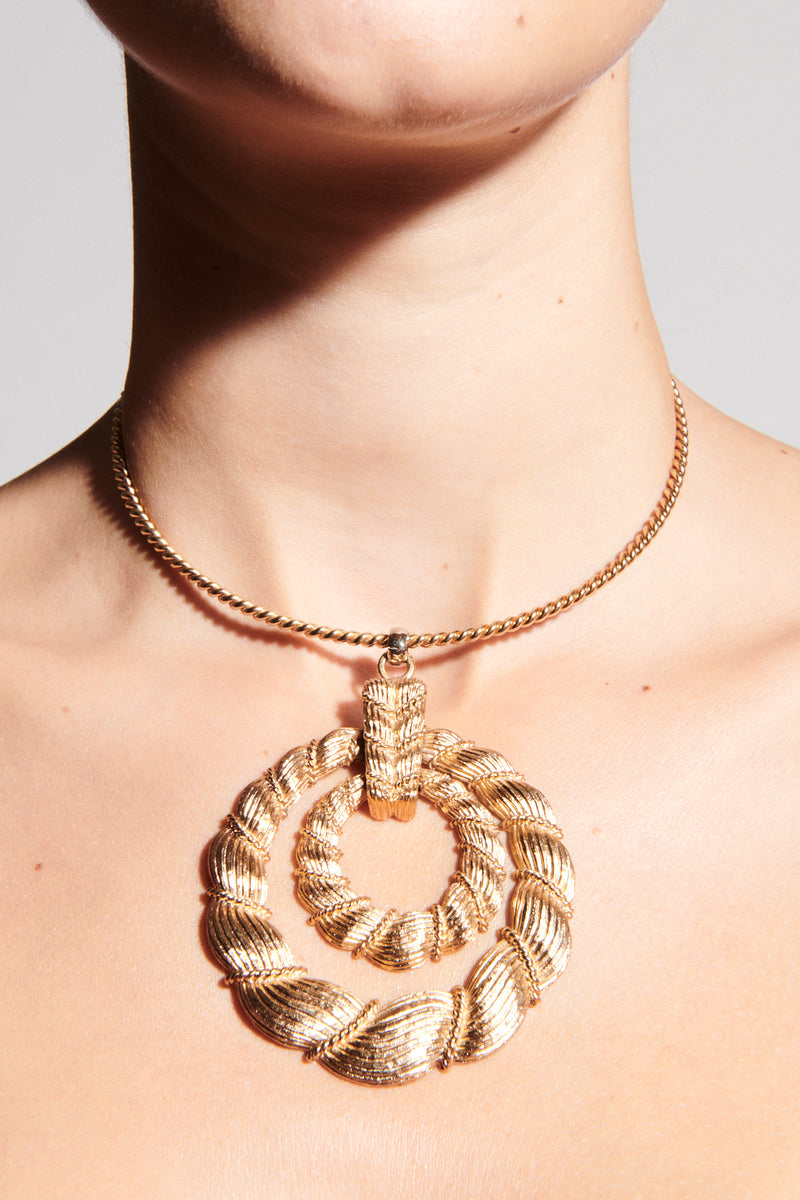 1970s Twin Circle Statement Necklace