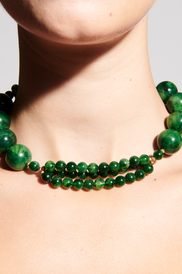 1950s Marbled Green Resin Necklace