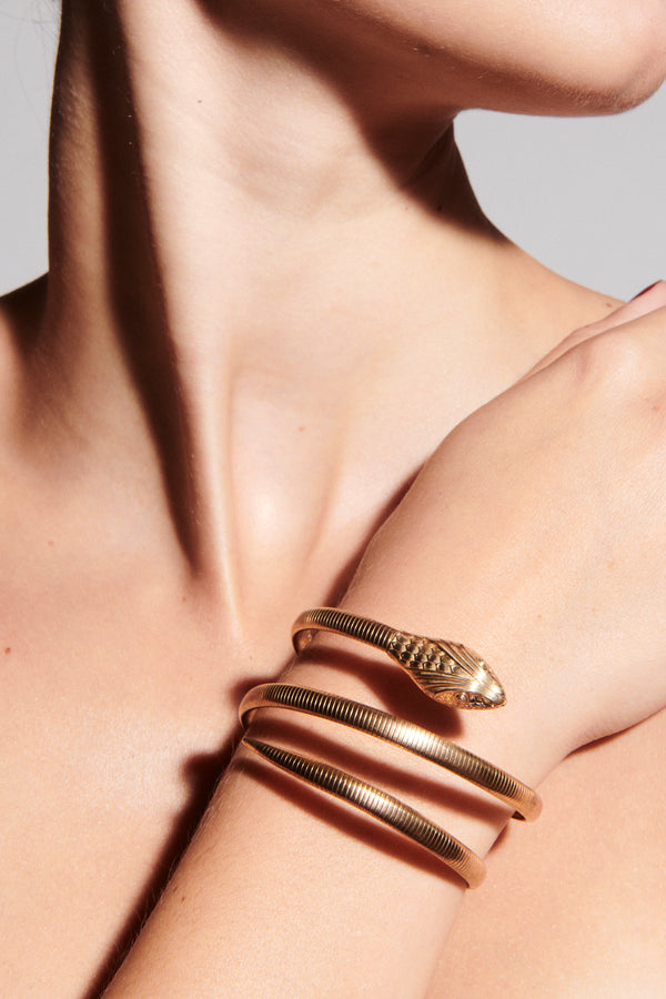 1940s 12k Gold Plated Art Deco Snake Bracelet