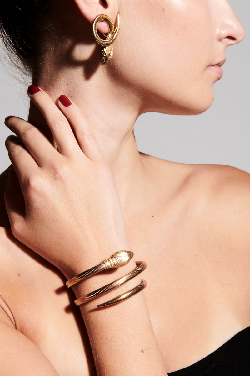 1940s 12k Gold Plated Art Deco Snake Bracelet