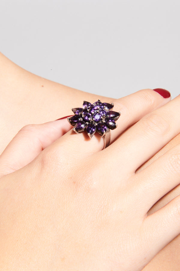 Italian Amethyst Crystal Ring
