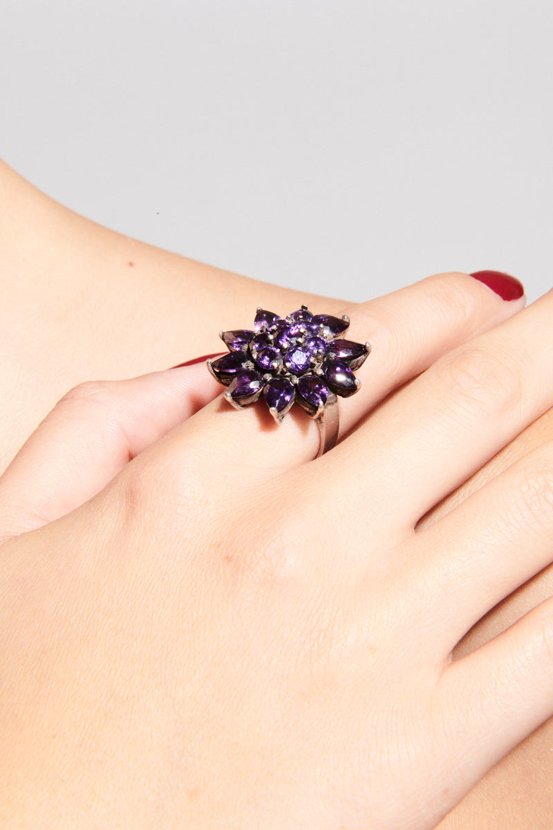 Italian Amethyst Crystal Ring