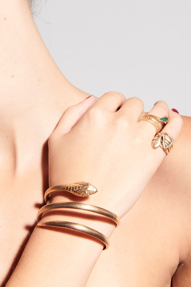 1940s 12k Gold Plated Art Deco Snake Bracelet