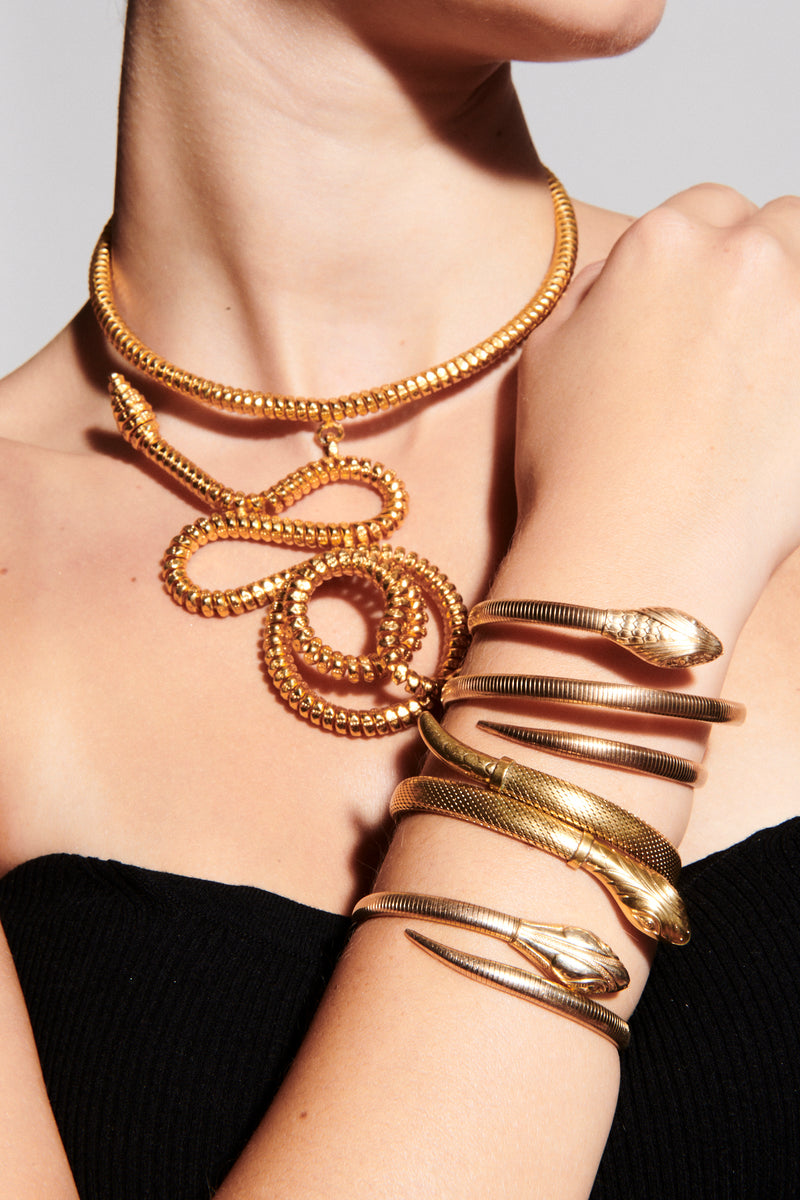 1940s 12k Gold Plated Art Deco Snake Bracelet