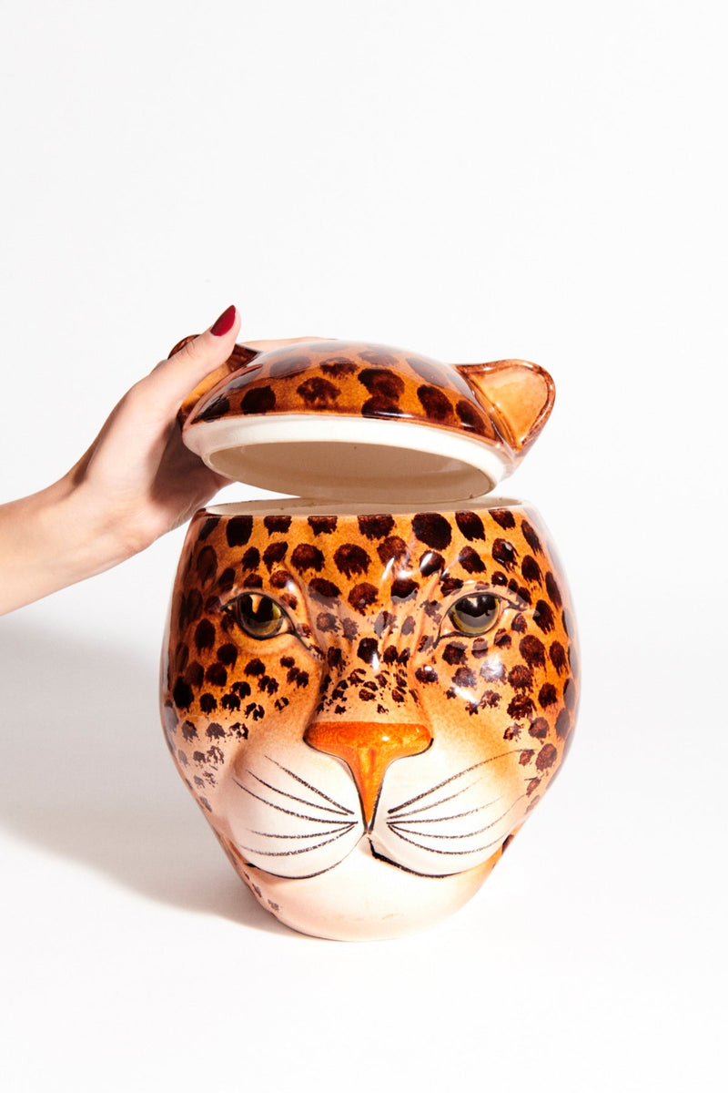 Italian Ceramic Leopard Large Cookie Jar