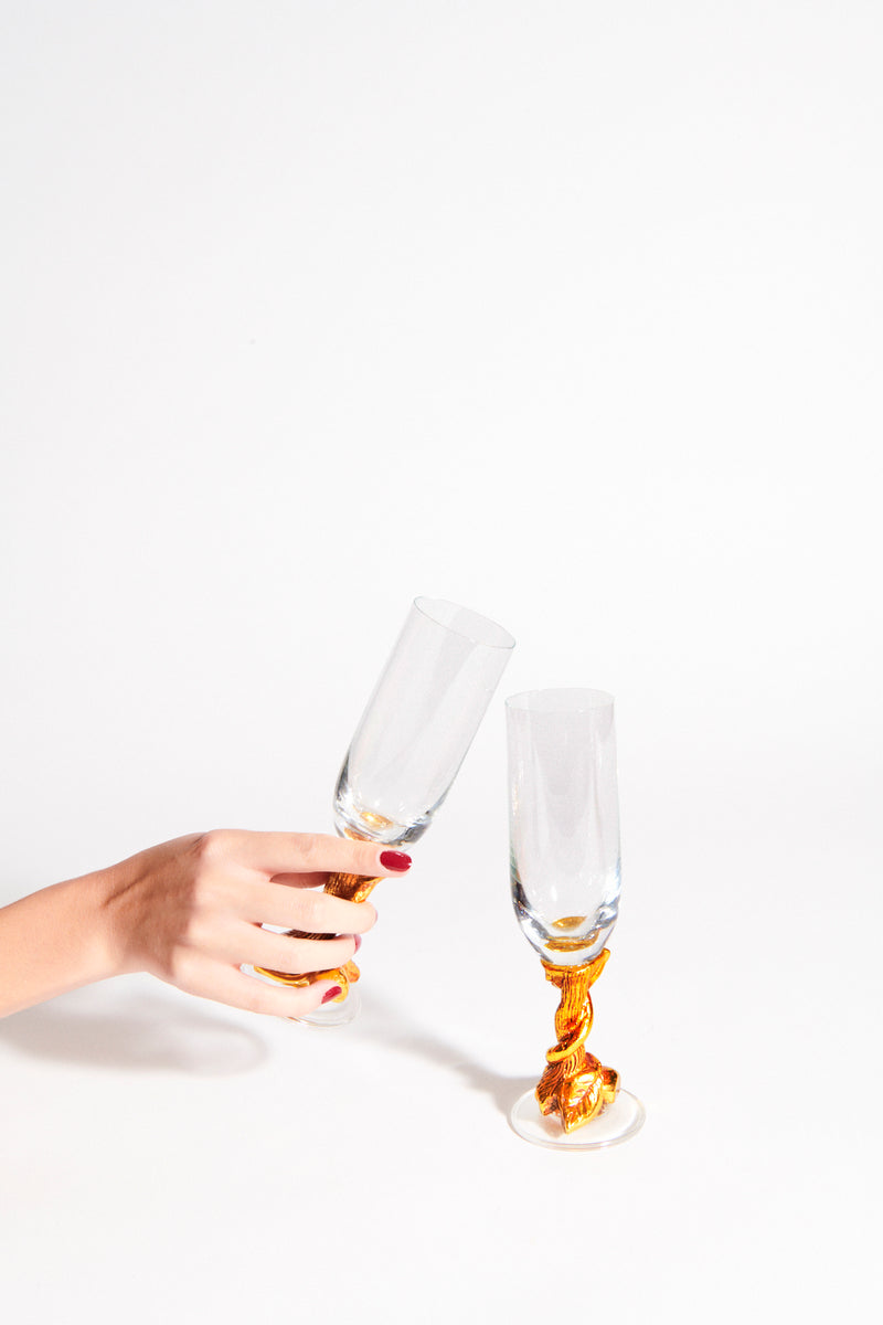 French Crystal Champagne Flute Set of Two