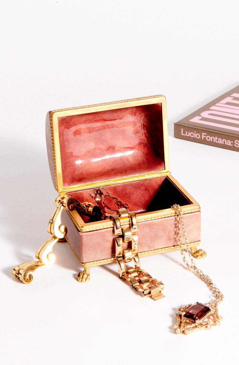 Italian Terracotta Pink Alabaster Jewelry Box