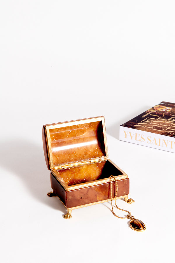 Italian Honey Brown Alabaster Jewelry Box