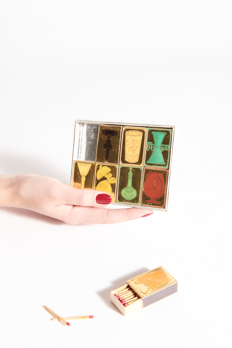 Rare 1960s Set of 8 Cocktail Matchboxes