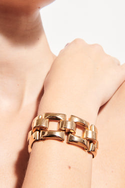 1940s Gold Plated Sterling Silver Square Link Bracelet