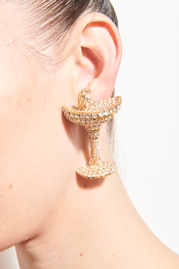 Fabulous Diamanté Cocktail Glass Clip Earrings