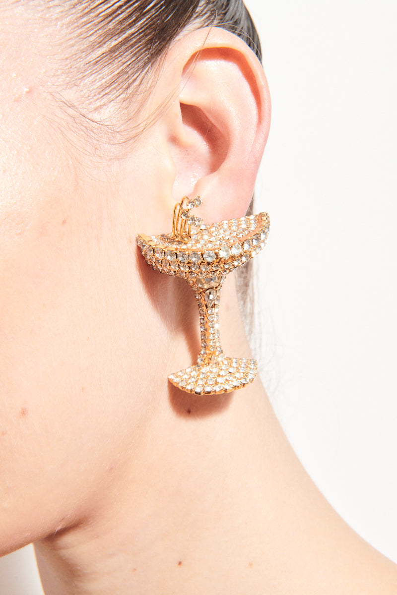 Fabulous Diamanté Cocktail Glass Clip Earrings