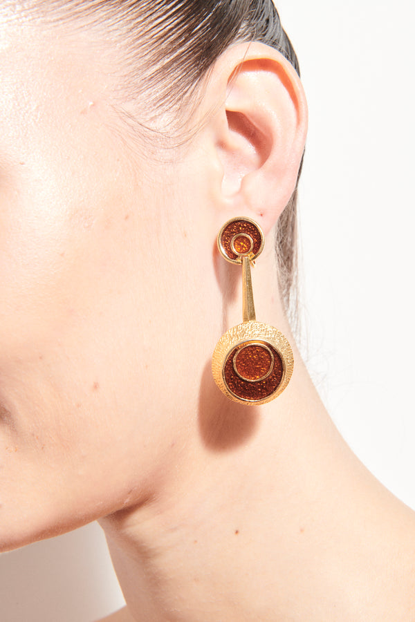 1970s Enamel Drop Clip Earrings