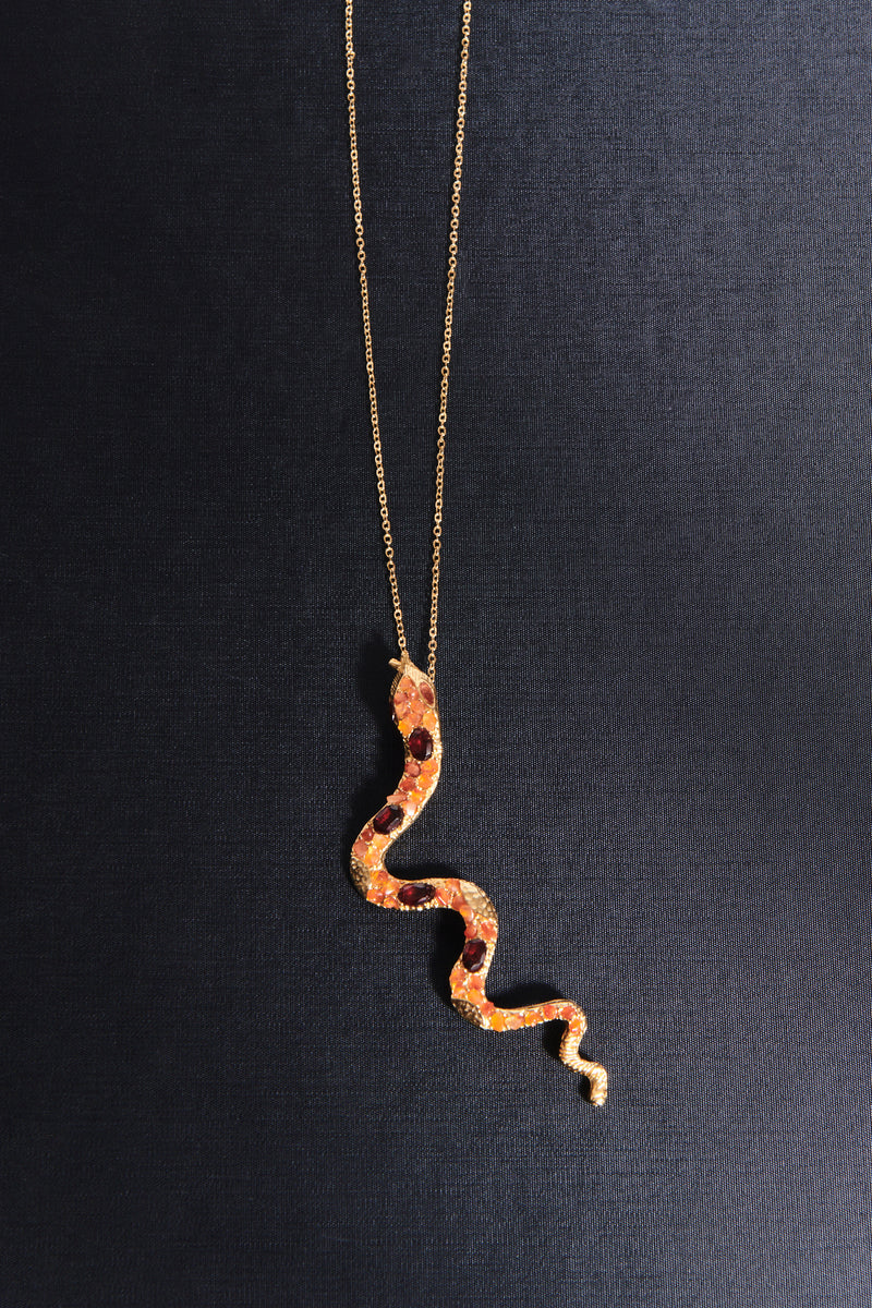1980s Precious Gem Snake Necklace