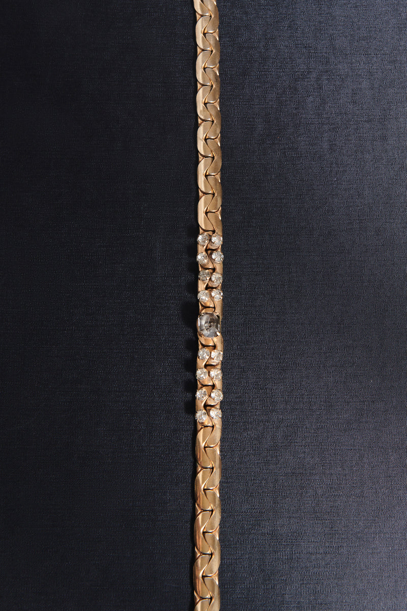 1940s Diamanté Herringbone Chain Collar Necklace
