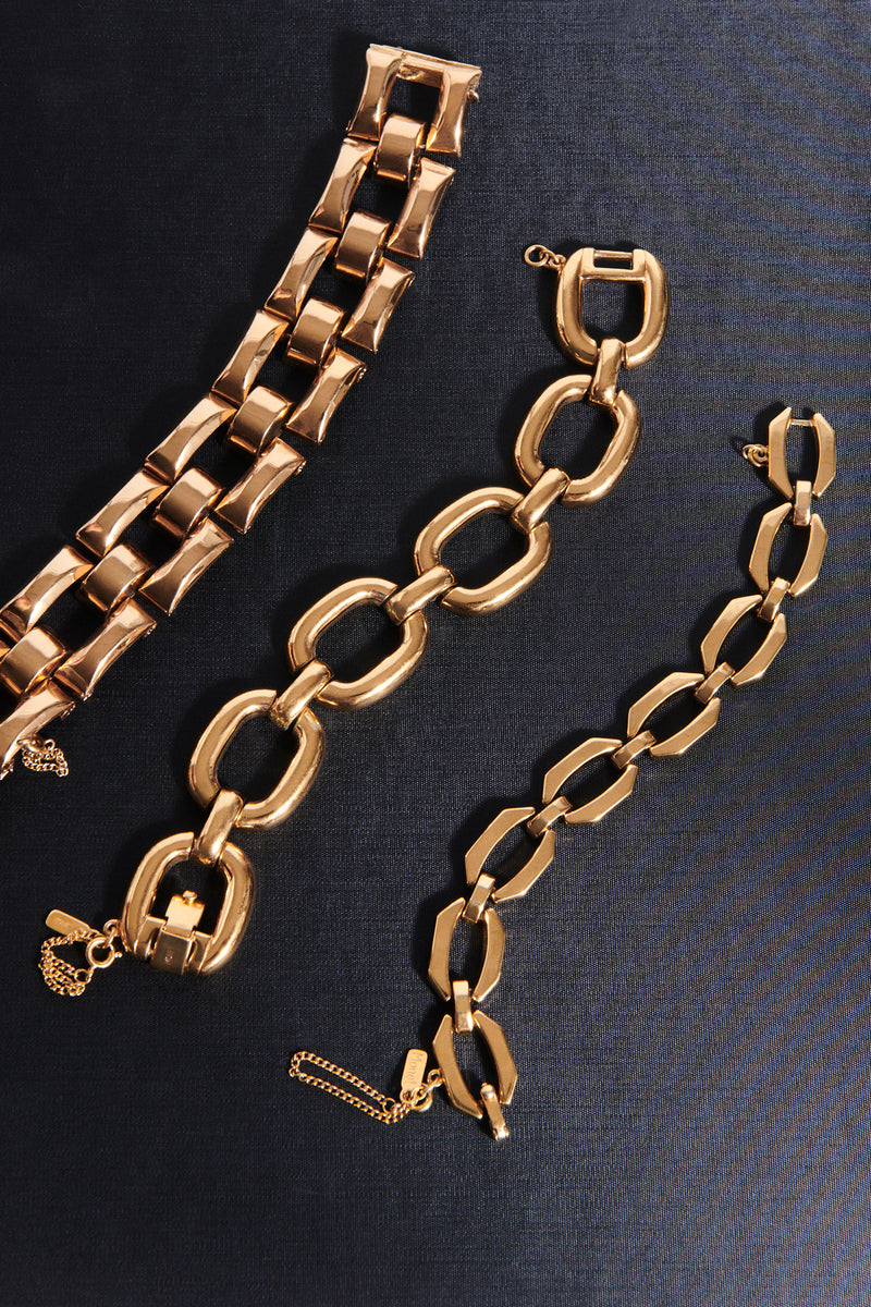1940s Gold Plated Sterling Silver Square Link Bracelet