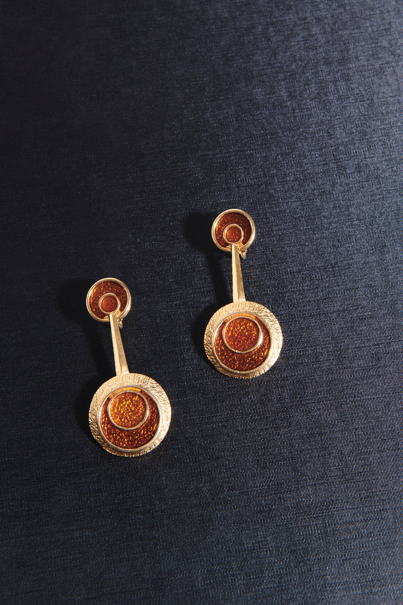 1970s Enamel Drop Clip Earrings