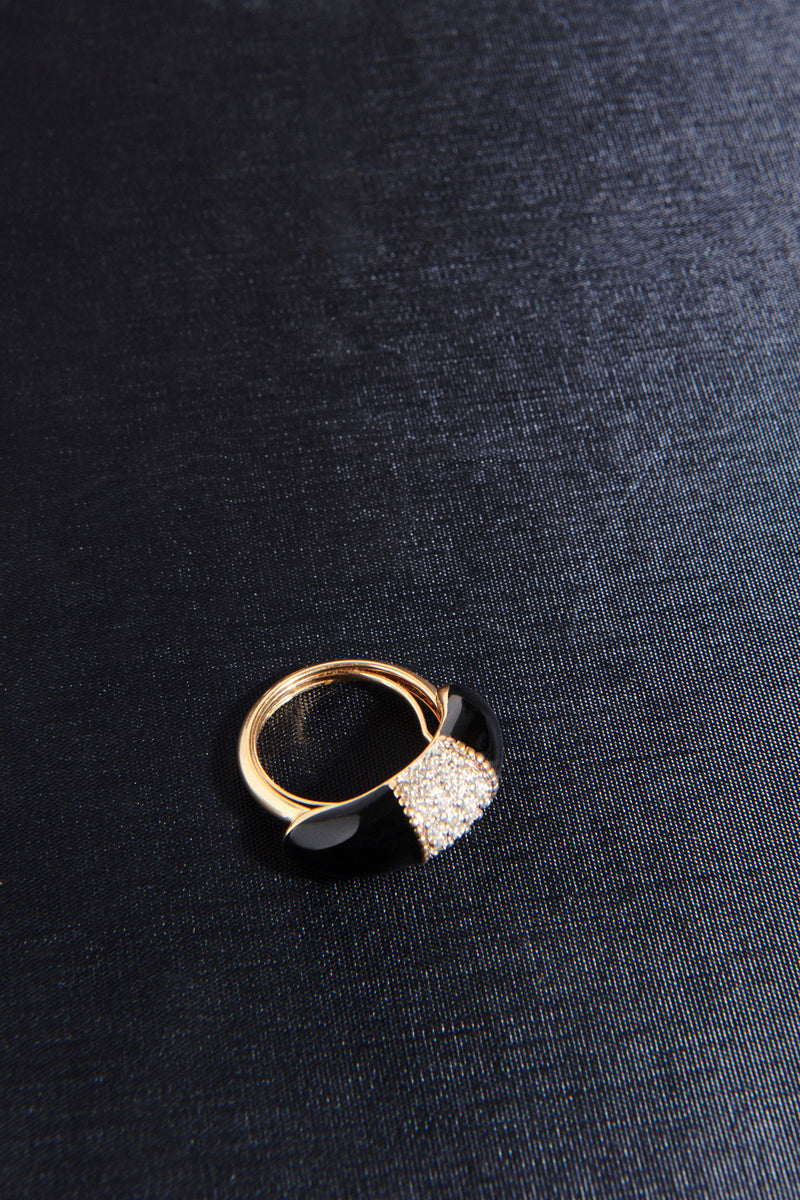 1970s Enamel/Rhinestone Adjustable Ring