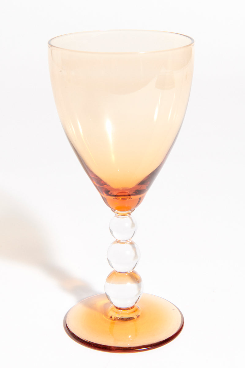 Golden Amber Ball Stem Glass Set of Two