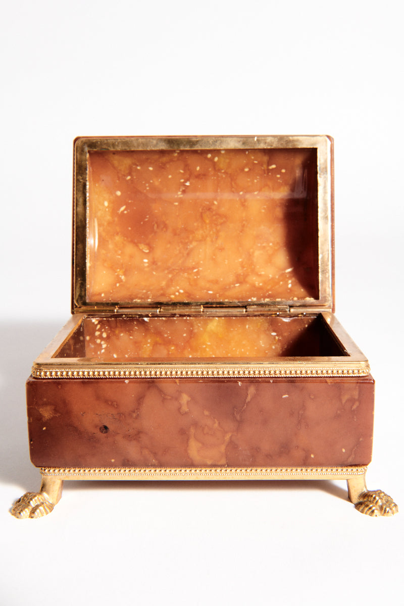 Italian Honey Brown Alabaster Jewelry Box