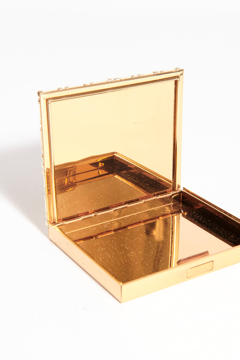 1960s Diamanté/Satin Gold Finish Case/Lighter Set