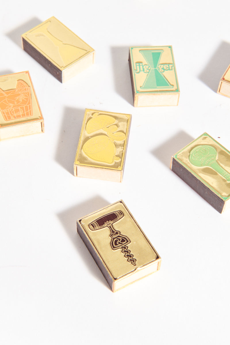 Rare 1960s Set of 8 Cocktail Matchboxes