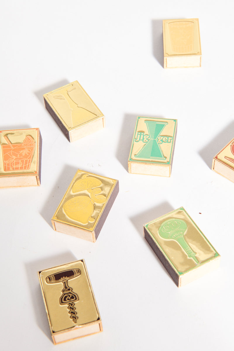 Rare 1960s Set of 8 Cocktail Matchboxes