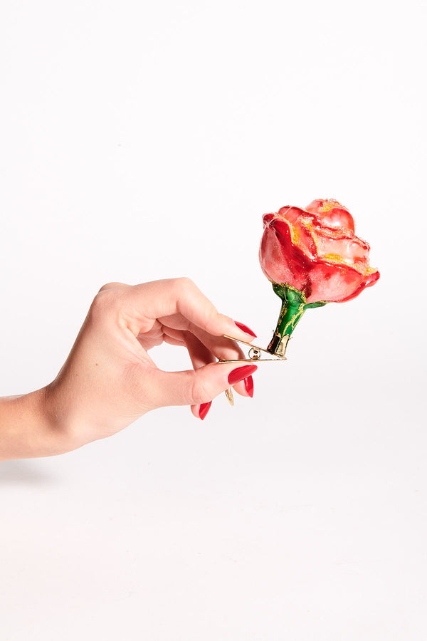 Rose Blown Glass Ornament