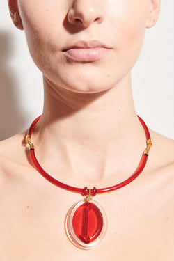 Florentine Scarlet Red Resin Necklace