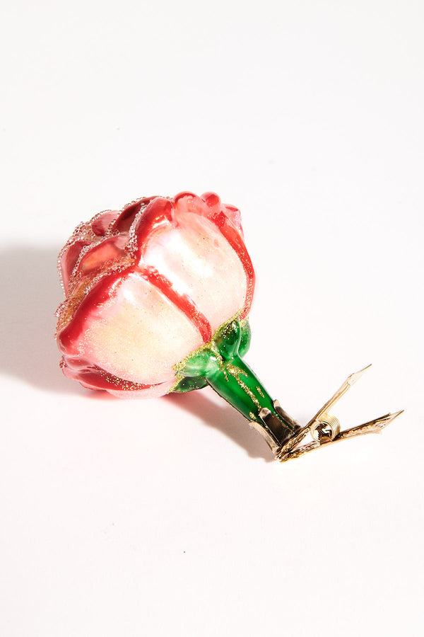 Rose Blown Glass Ornament