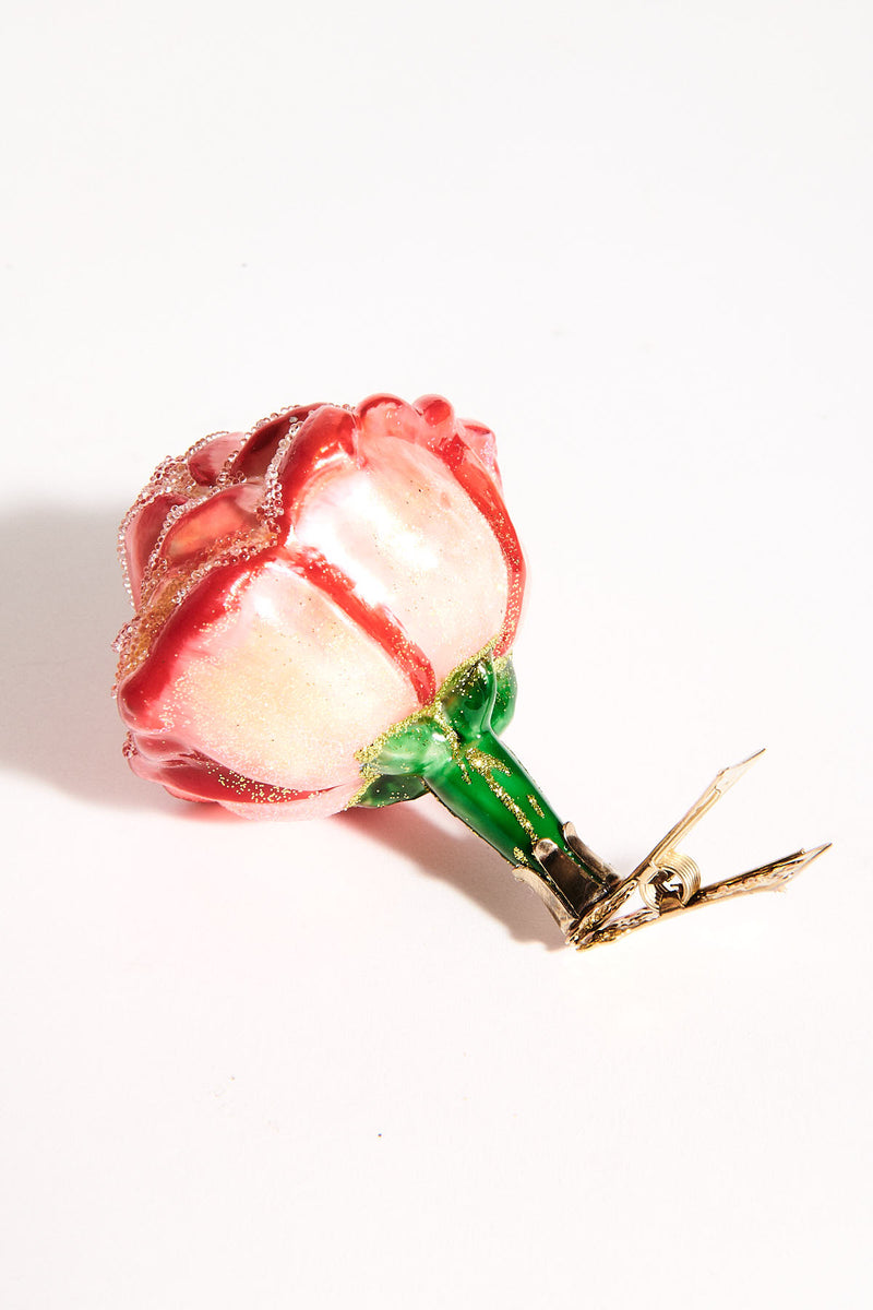 Rose Blown Glass Ornament