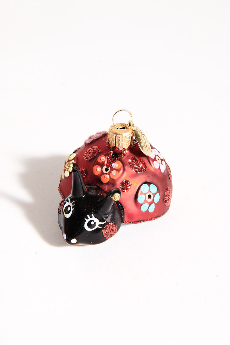 Lady Beetle Blown Glass Ornament