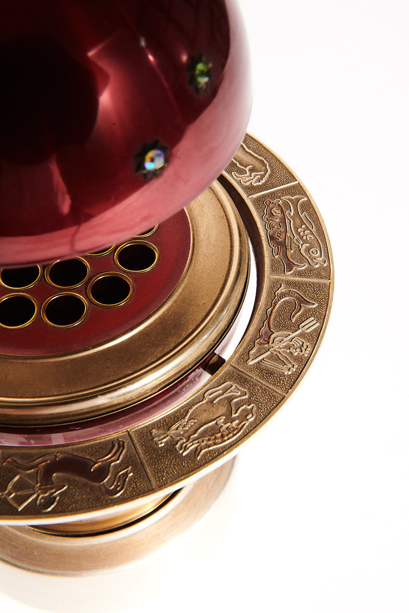 1970s Ruby Enamel Zodiac Entertaining Dispenser