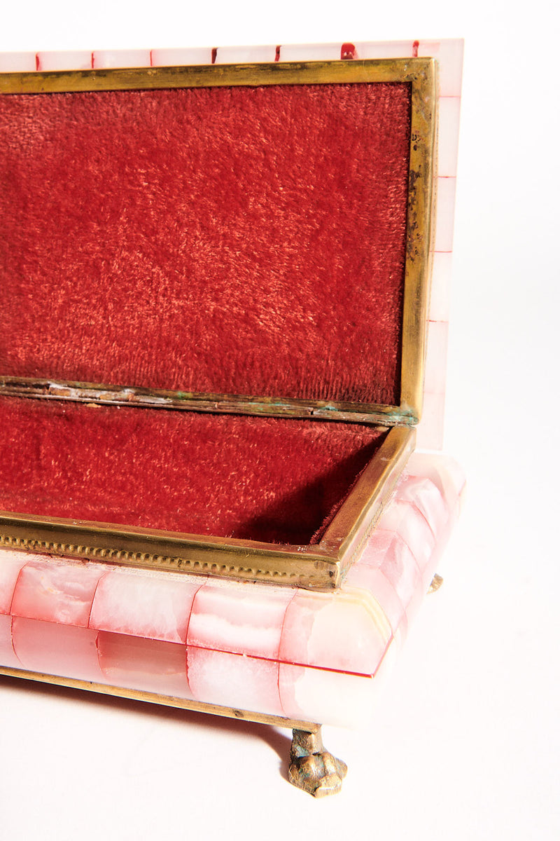 Pink Paneled Onyx Jewelry Box