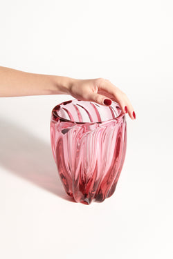 Beautiful Rose Pink Heavy Glass Vase