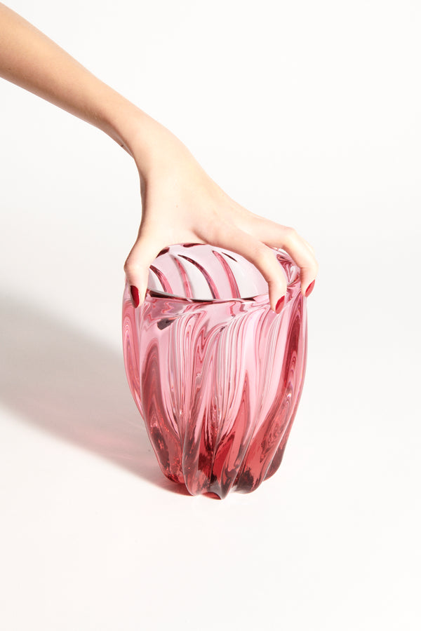 Beautiful Rose Pink Heavy Glass Vase