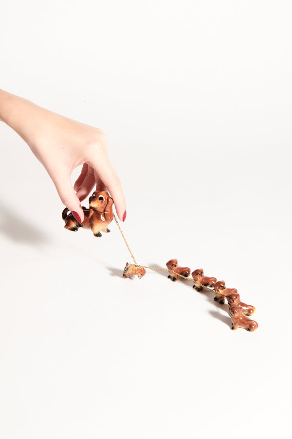Japanese Made Ceramic Dachshund Family