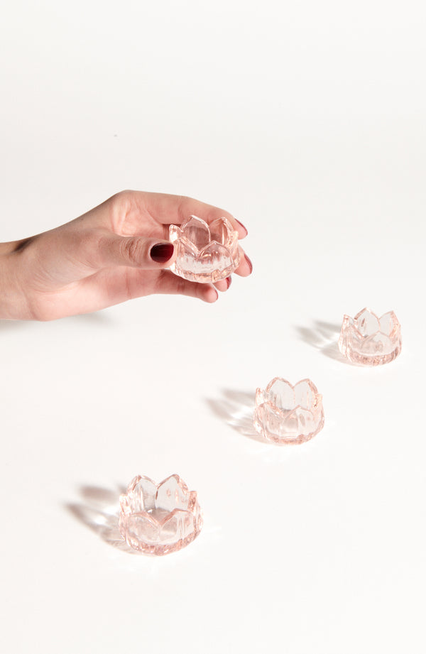 1940s Pink Lotus Salt Dish Set of Two