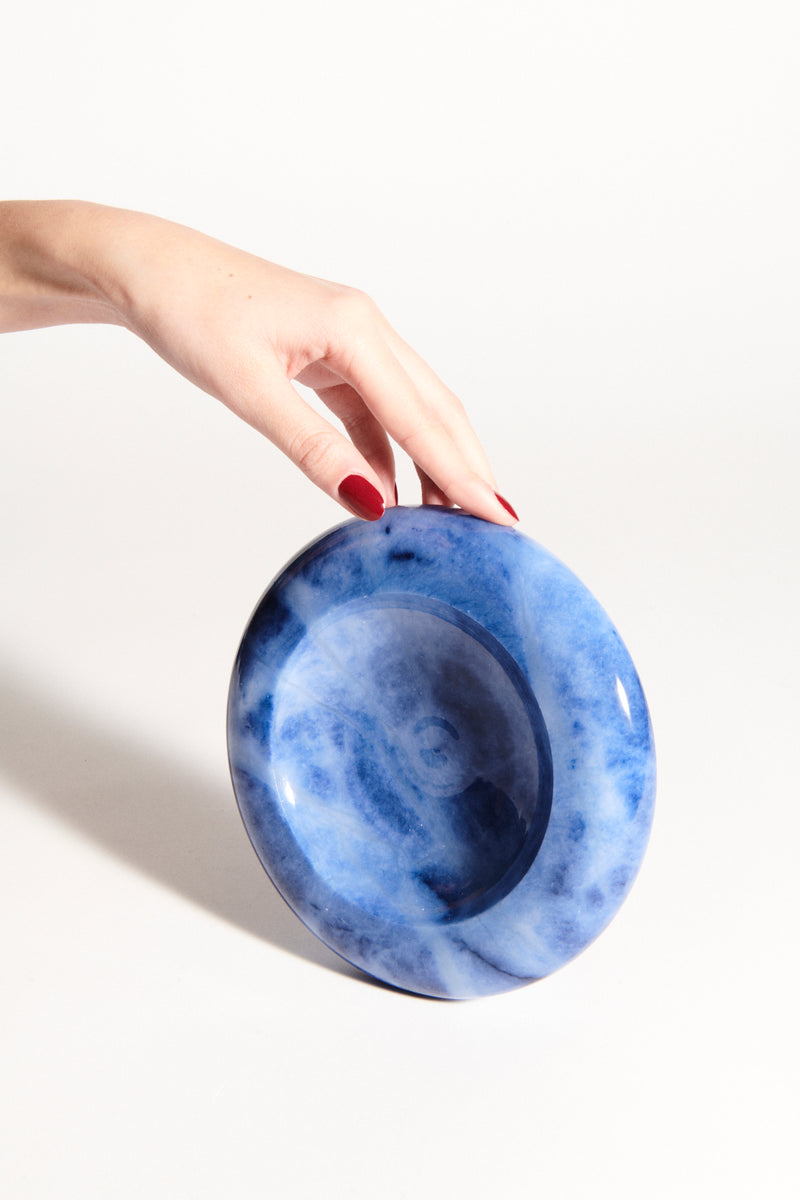 Italian Cloudy Blue Alabaster Catchall