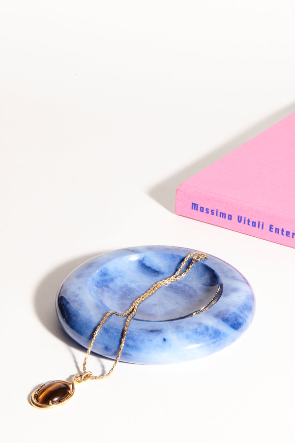 Italian Cloudy Blue Alabaster Catchall