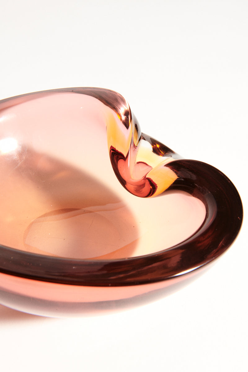 1960s Italian Pink/Amber Glass Bowl