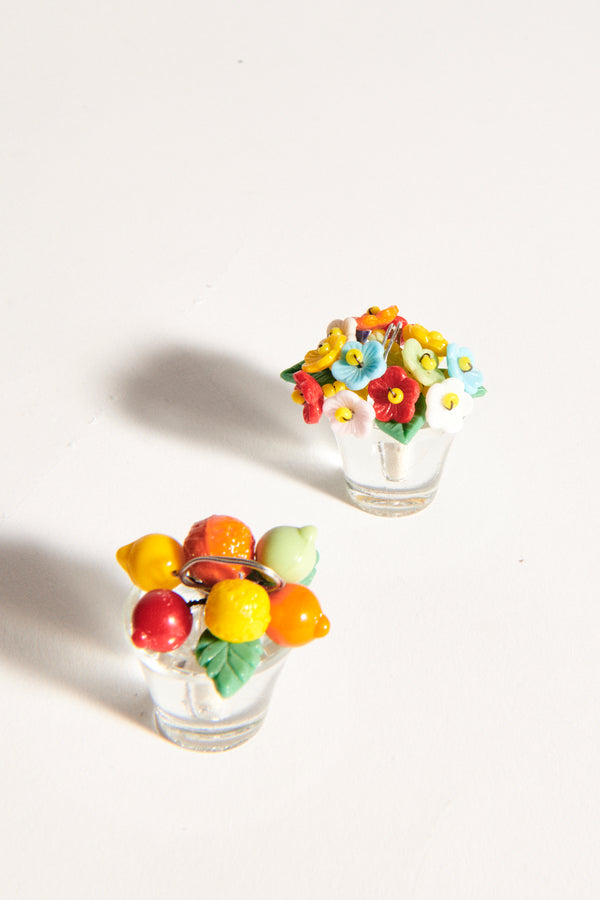 1950s Czech Glass Fruit/Floral Placecard Holder Set of Six