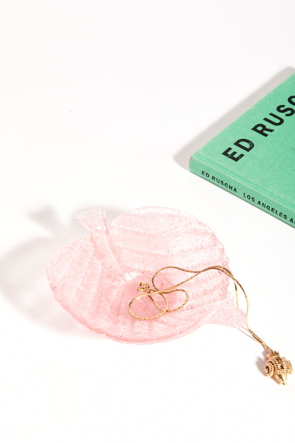 Murano Pink Glass Leaf Dish