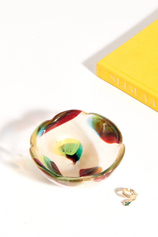 Murano Gold Flecked Abstract Pattern Bowl