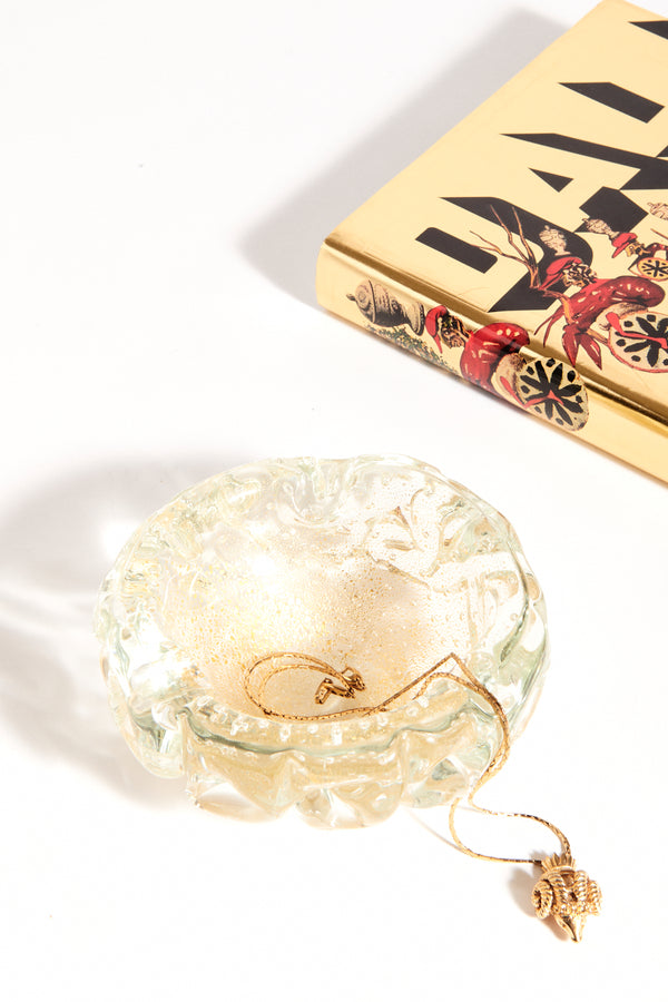 Murano Gold Flecked Chunky Glass Bowl
