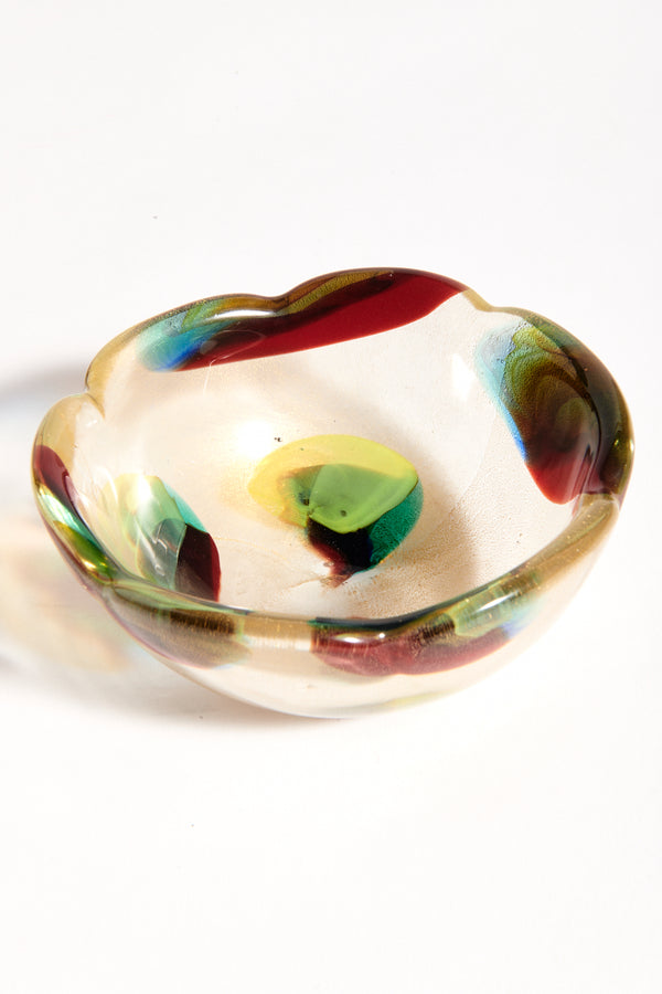Murano Gold Flecked Abstract Pattern Bowl